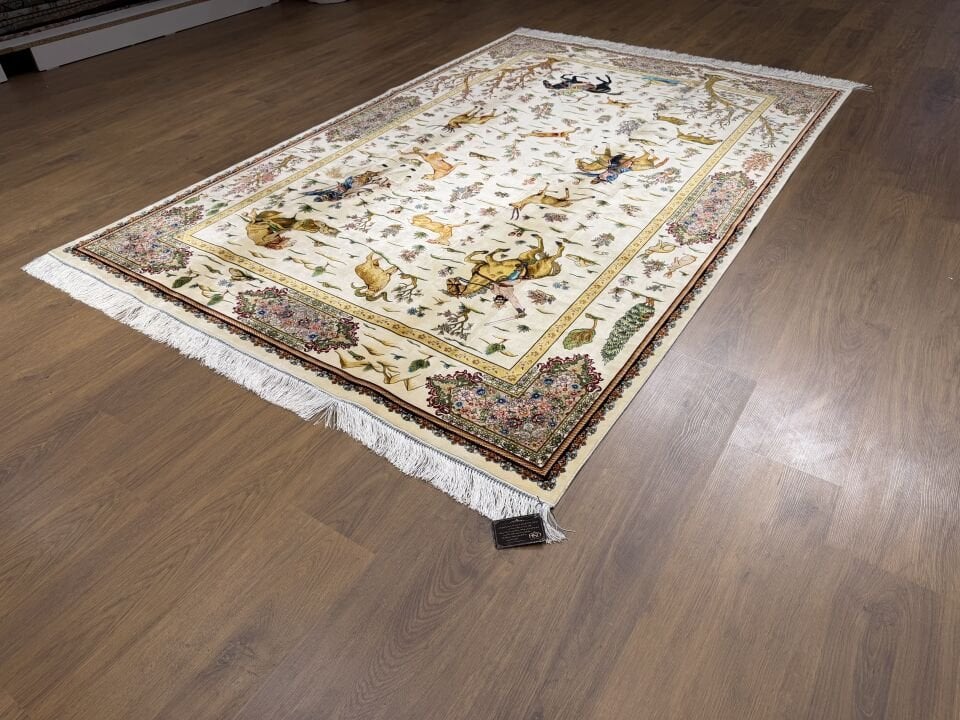 İran İpek Halı 150 x 225 Av Sahnesi