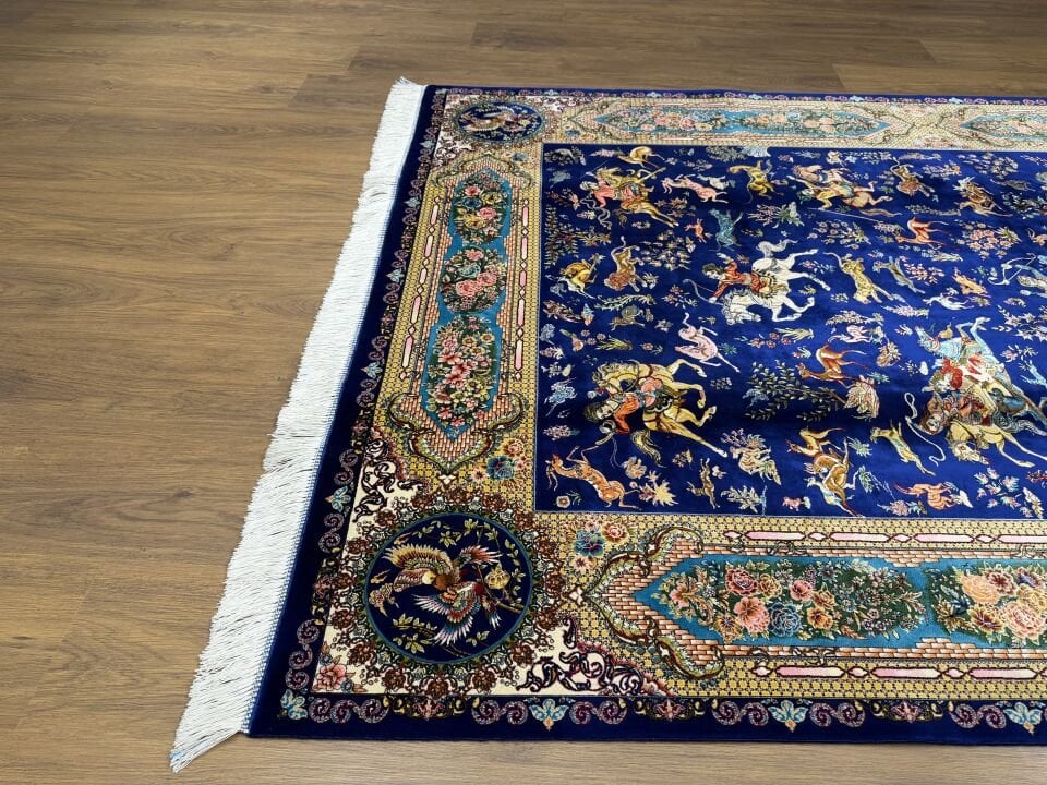 İran İpek Halı 150 x 225 Av Sahnesi