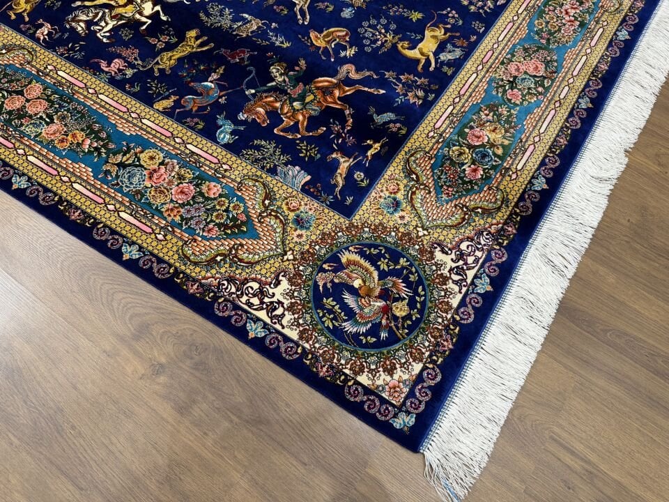İran İpek Halı 150 x 225 Av Sahnesi