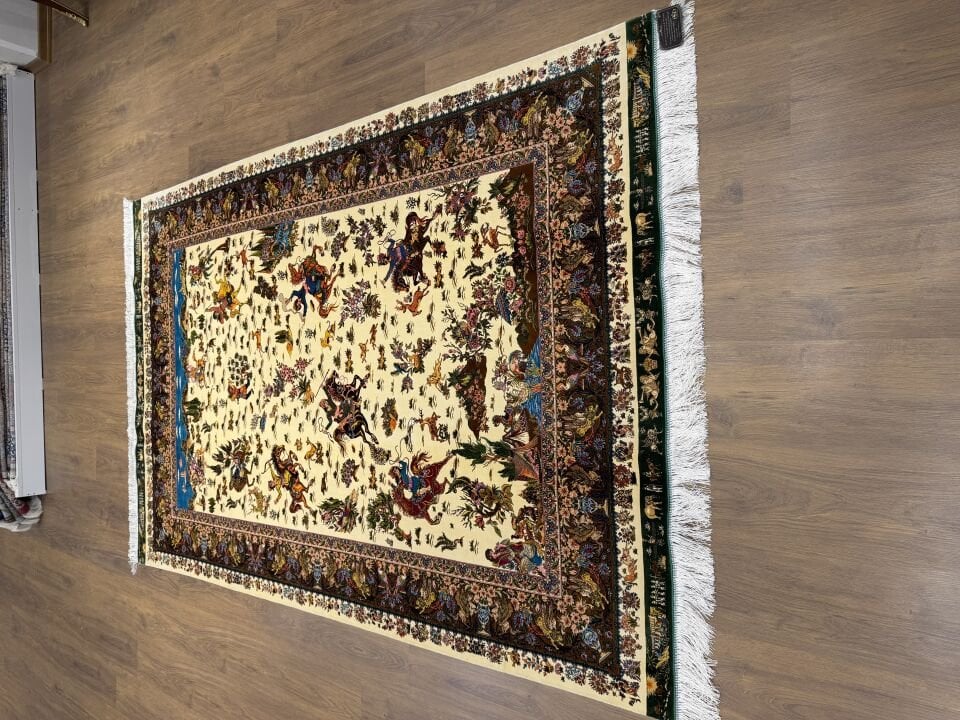 İran İpek Halı 150 x 225 Av Sahnesi