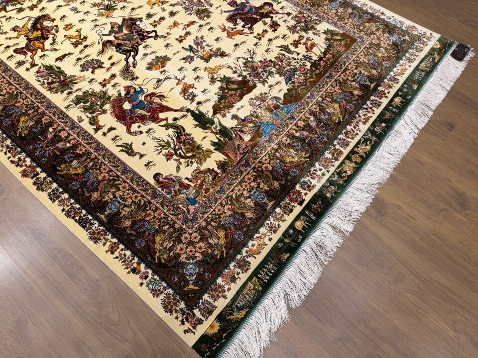 İran İpek Halı 150 x 225 Av Sahnesi