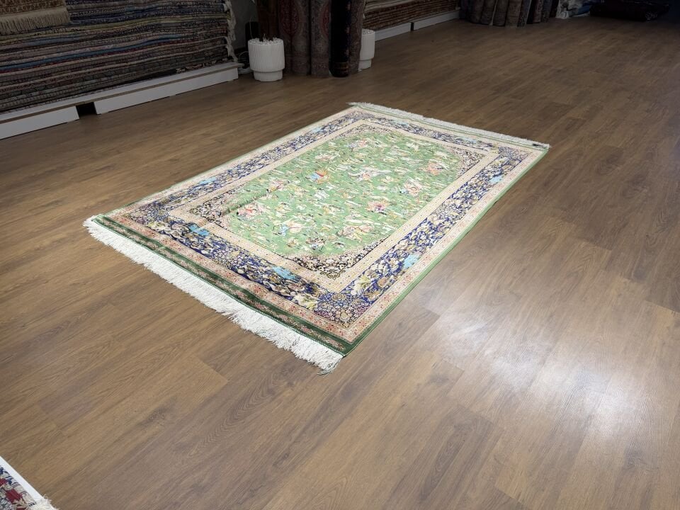 İran İpek Halı 150 x 225 Av Sahnesi