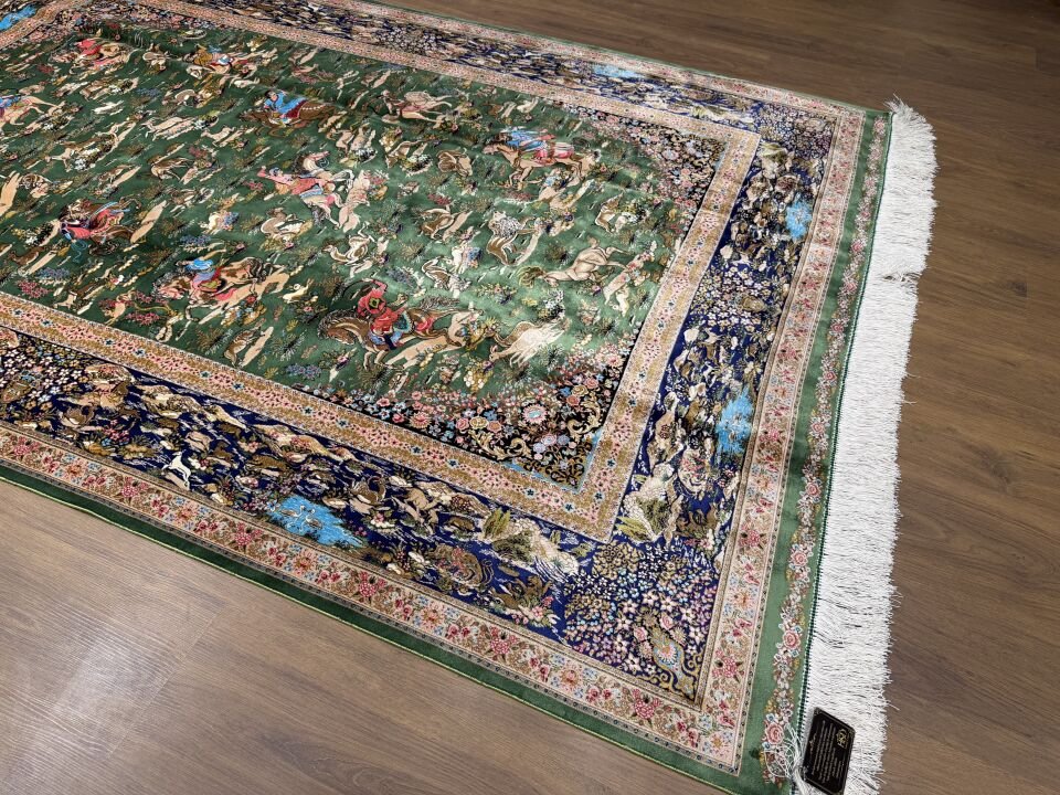 İran İpek Halı 150 x 225 Av Sahnesi