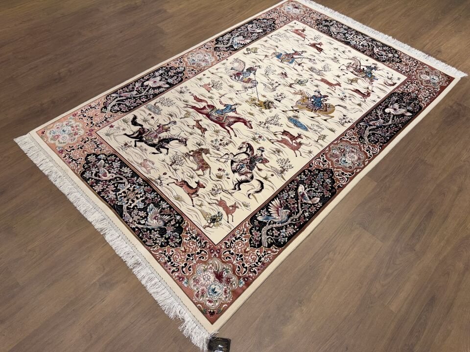 İran İpek Halı 150 x 225 Av Sahnesi