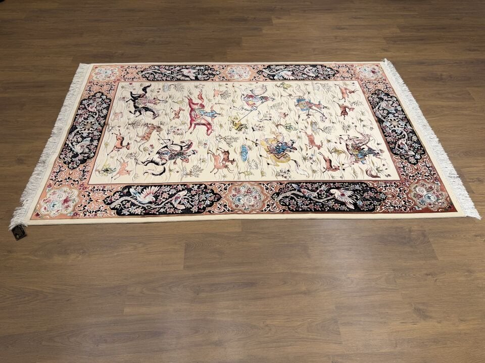 İran İpek Halı 150 x 225 Av Sahnesi