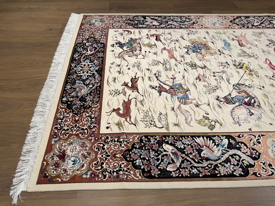 İran İpek Halı 150 x 225 Av Sahnesi