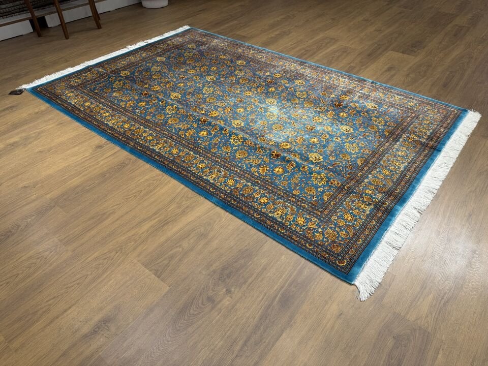 İran İpek Halı 150 x 225 Turkuaz İsfahan