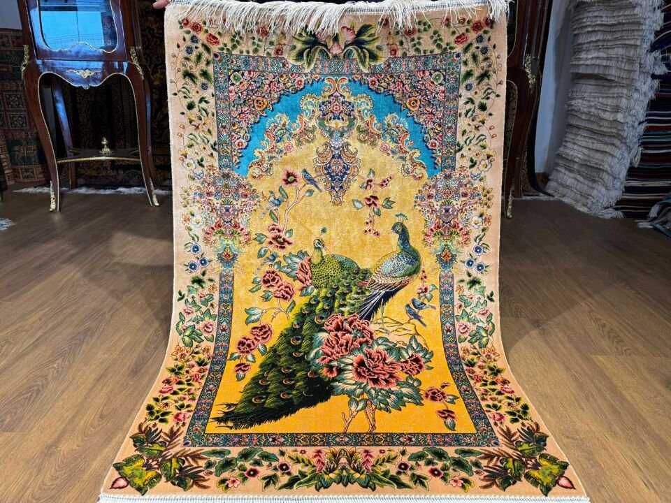 İran İpek Halı 80 x 120 Tavus Kuşu