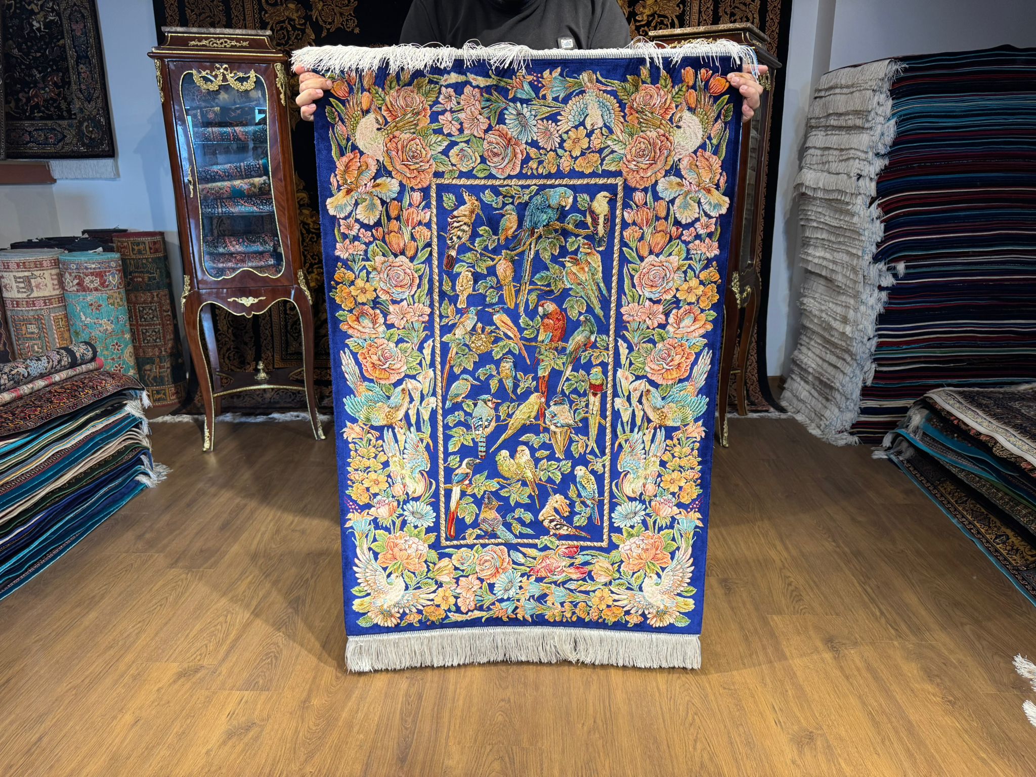 İran İpek Halı 80 x 120 Kuş Bahçesi