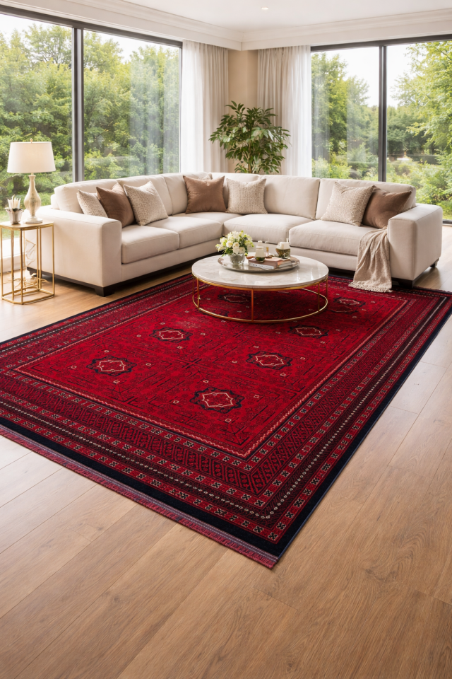 Afgan Belcik Model Makina Dokuma Halı (Ebat Seçiniz)