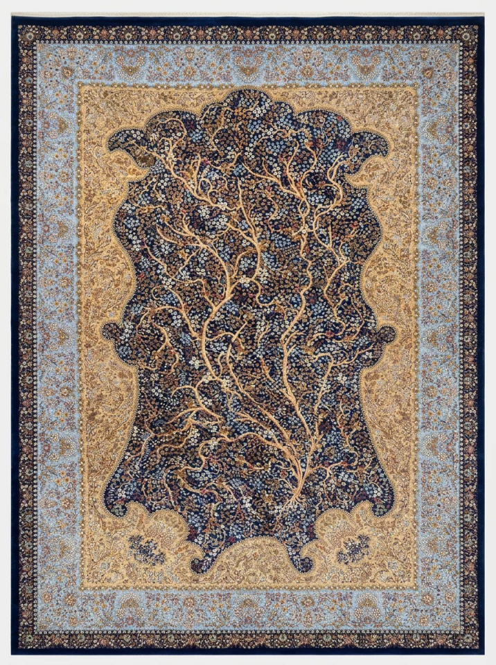 MAVİ ÇEŞM-İ BÜLBÜL DESENLİ İPEK İRAN HALISI 6 m²