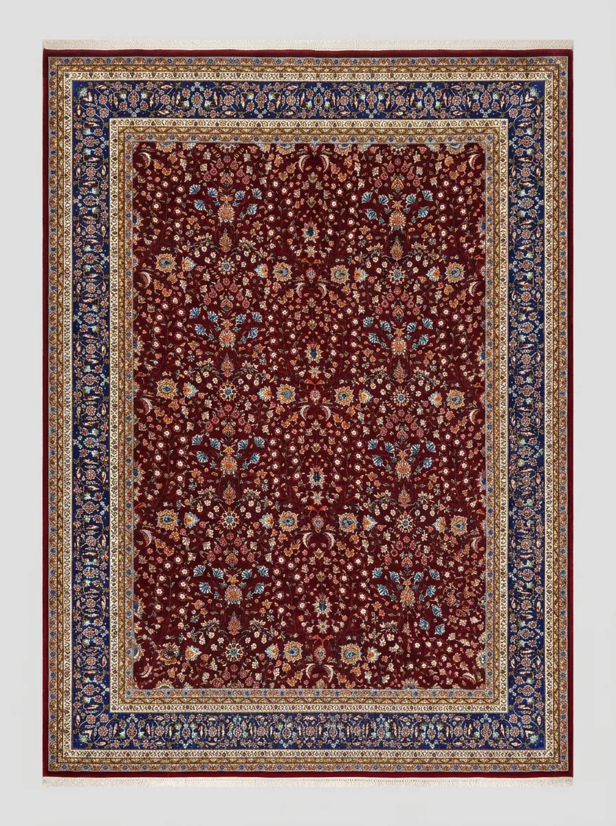 KIRMIZI YEDİDAĞ ÇİÇEĞİ İPEK İRAN HALISI 6 m²