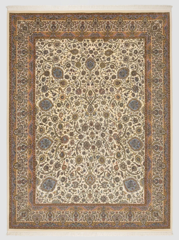 KREM İSFAHAN İPEK İRAN HALISI 6 m²