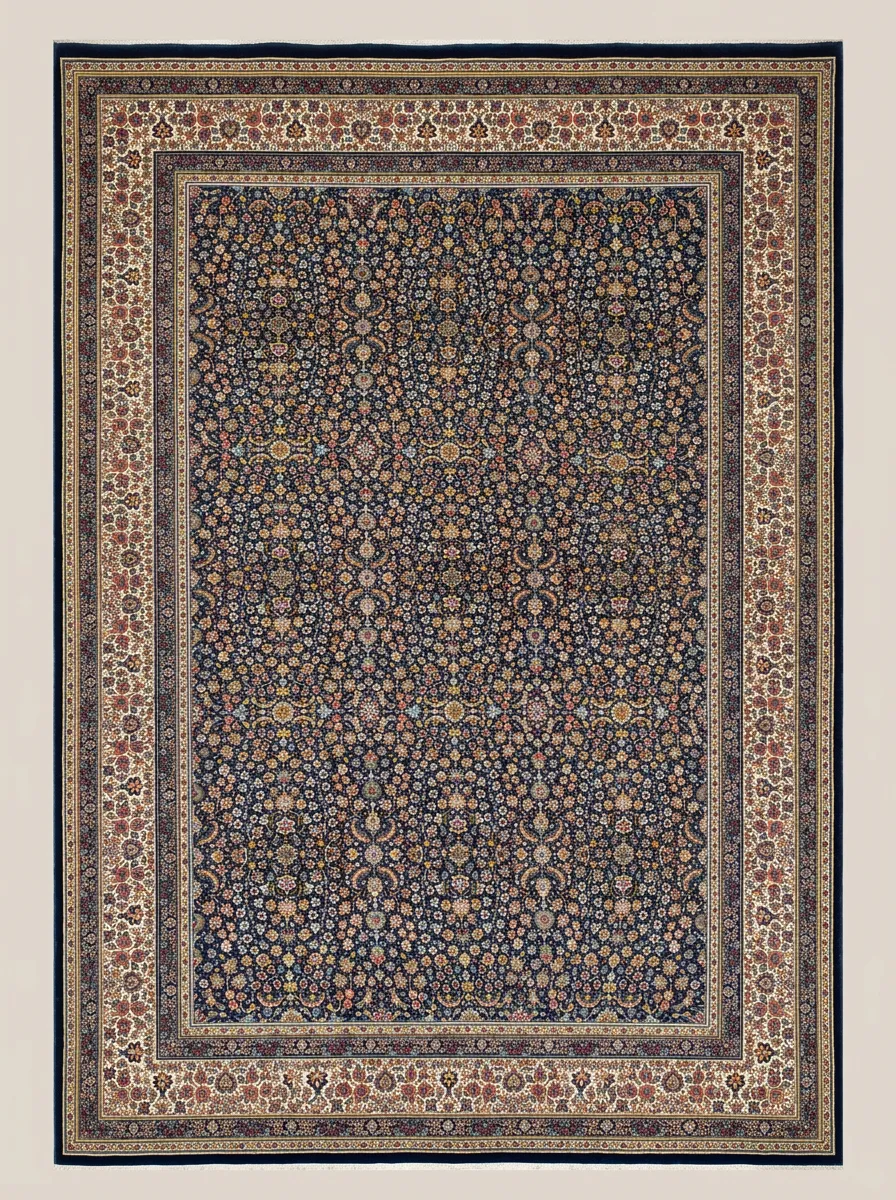 MAVİ YEDİDAĞ ÇİÇEĞİ İPEK İRAN HALISI 6 m²
