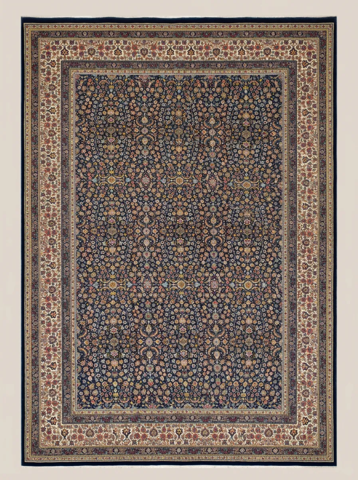 MAVİ YEDİDAĞ ÇİÇEĞİ İPEK İRAN HALISI 6 m²